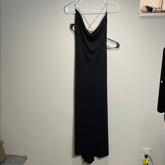 Vintage Black Sleeveless Crystal Spaghetti Strap Slip Dress - Picture 1 of 8